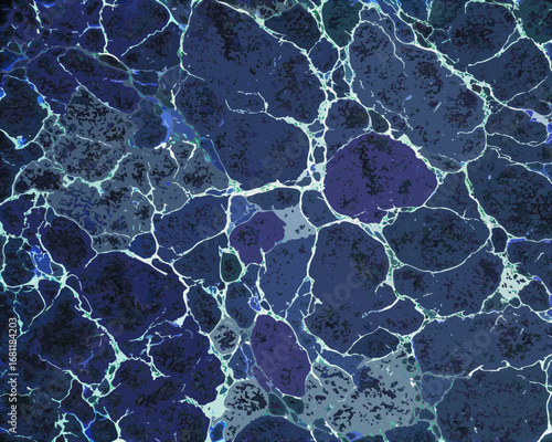 Abstract dark blue marble texture with white and green veins