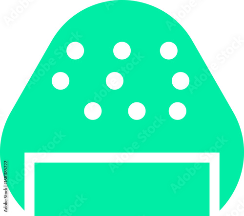 Turquoise and white onigiri icon in flat syle.