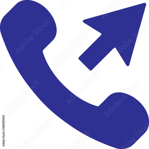 Blue Outgoing Call Icon in Flat Style.