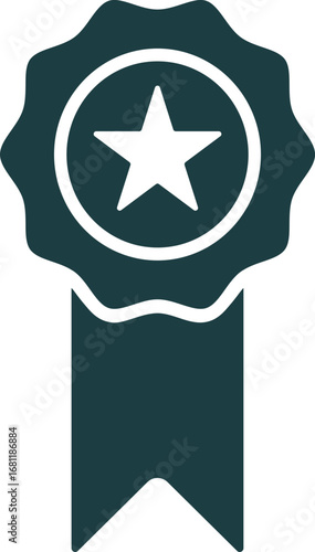 Flat style star medal icon in green and white color.