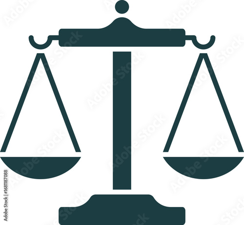 Flat style law scale icon in green color.