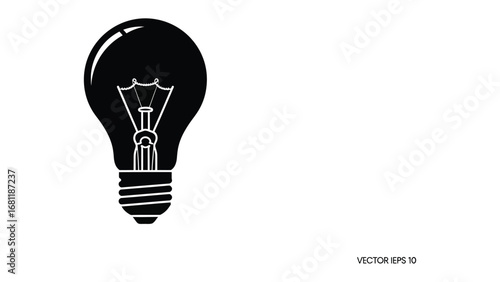 Illuminating Innovation: A simple, yet powerful, black silhouette of a lightbulb, representing the spark of an idea, creativity, and ingenuity. Symbolizing innovation, energy.