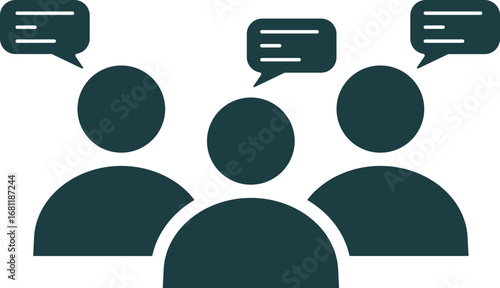 Flat style group discussion icon in green color.