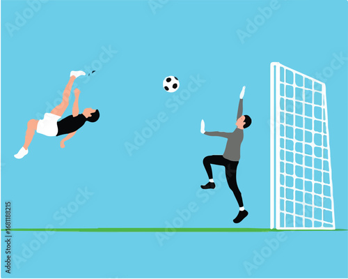Soccer Player Scoring a Goal with Goalkeeper Trying to Save – Dynamic Football Action