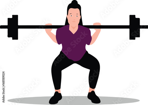 Strong Woman Lifting Barbell – Fitness and Strength Training Illustration
