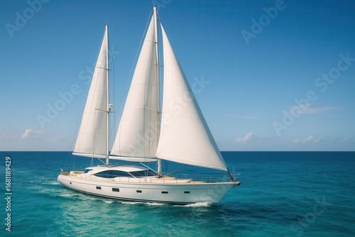 Exclusive mega yacht cruising through pristine azure waters with elegant maritime luxury