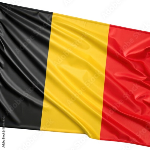 Vibrant realistic belgian flag waving fabric showing national colors and symbolism