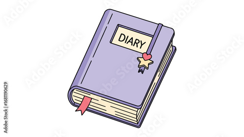 Daily Reflections: An illustrated diary with a delicate star and heart charm, inviting personal expression.