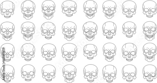 Skull pattern background with vector design, Halloween, and death concept.