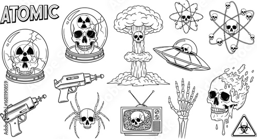Atomic and Radiation Inspired Skull Illustrations
