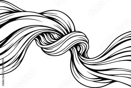 Abstract: A dynamic illustration of a twisted ribbon or fabric, creating a sense of smooth, flowing, and elegant motion.