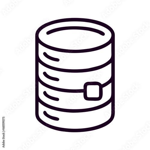 A simple, stylized line art illustration of a database server or data storage cylinder.