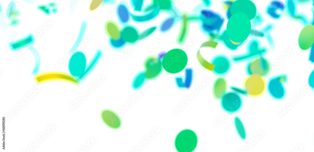 Obraz premium Bright, vibrant confetti falling on white background. Ideal for celebration, party, or festive designs.