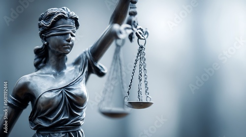 Lady Justice or Justitia statue with scales symbolizing law and fairness