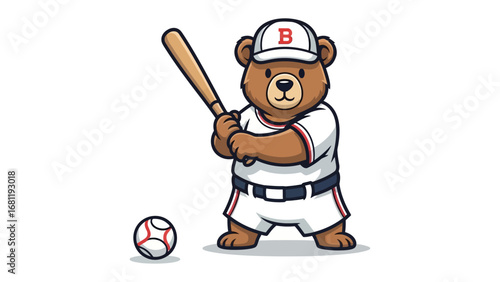 Bear in Bat: A charming bear with bat is ready to hit a baseball, capturing the spirit of sportsmanship and playful competition. 