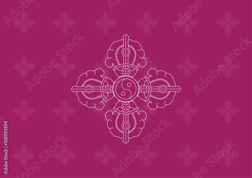 Photography Vector Illustration of Tibetan Vajra (Dorje), Sacred Ritual Object in Buddhism