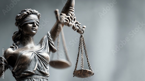 Lady Justice or Justitia statue with scales symbolizing law and fairness