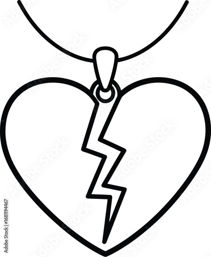 Broken heart necklace pendant vector illustration design