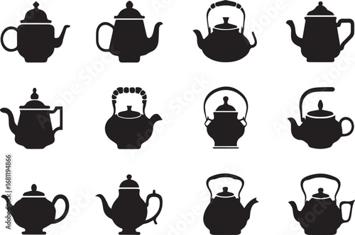 Tea pot silhouette set