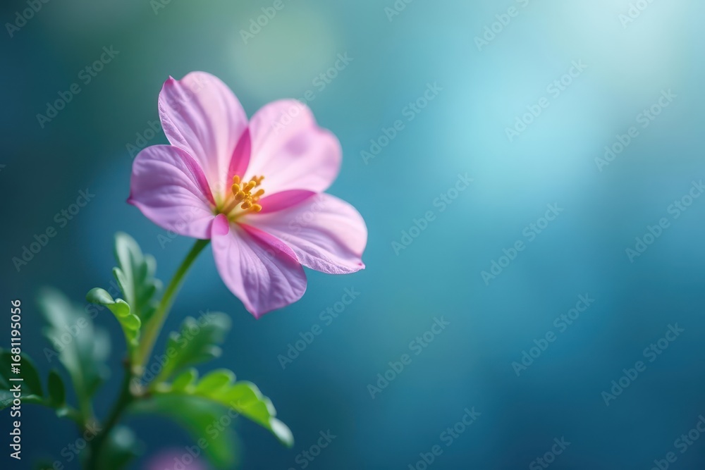 Fototapeta premium Delicate ranunculi, soft blue bokeh, elegant floral display, flowers, ranunculus