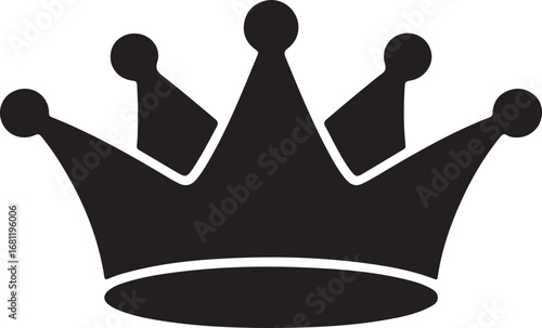 Crown black silhouette vector, Simple silhouette Design vector icon with white background