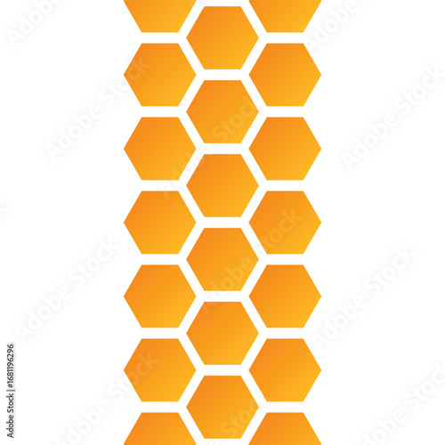 Geometric background. Hexagon seamless pattern. Honeycomb orange gradient