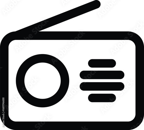 A radio shaped icon for music and broadcast