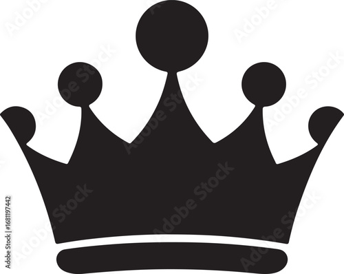 Crown black silhouette vector, Simple silhouette Design vector icon with white background