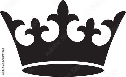 Crown black silhouette vector, Simple silhouette Design vector icon with white background