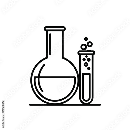 Vector illustration of science laboratory equipment with flask and test tube