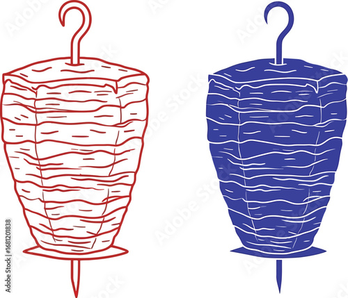 Find vector kebab shawarma gyros doner meat food illustration