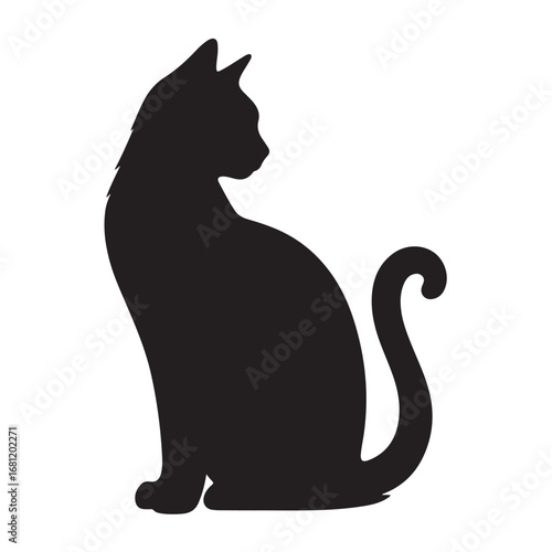 Simple cat sitting silhouette design