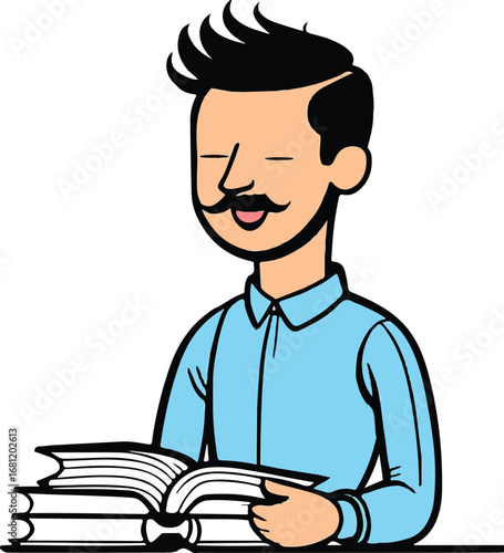Man Enjoying Reading a Book