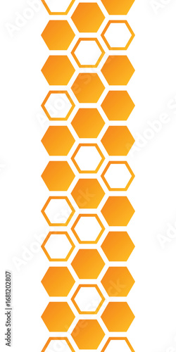 Geometric background. Hexagon shapes and outlines. Honeycomb orange gradient