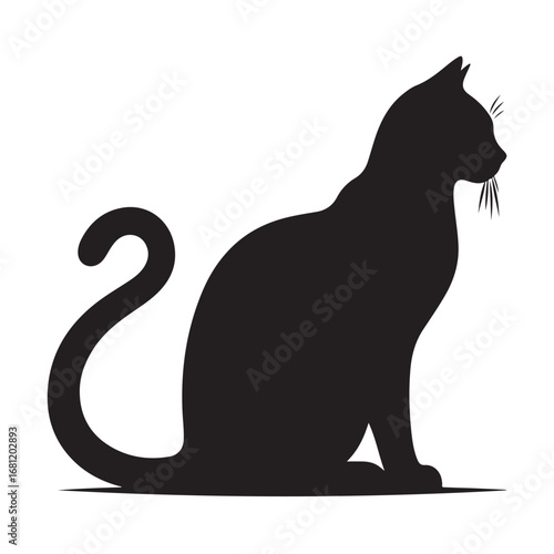 Elegant cat sitting silhouette design