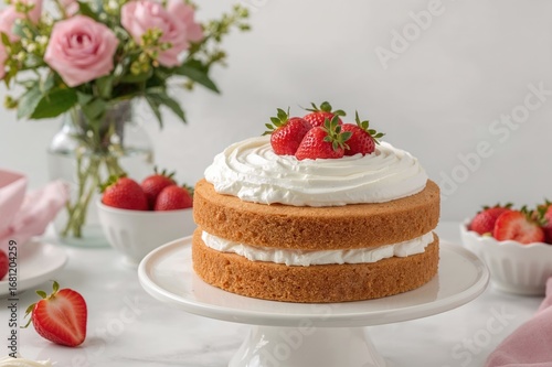 Wallpaper Mural Seasonal dessert topped with strawberries and cherries, with focused detail Torontodigital.ca