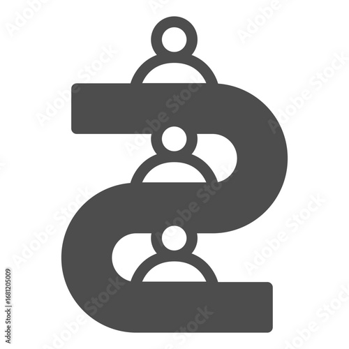 Sorting conveyor with people solid icon, manufacturing team work concept, plant industry workers sign on white background, glyph style icon for mobile and web design. Vector graphics.