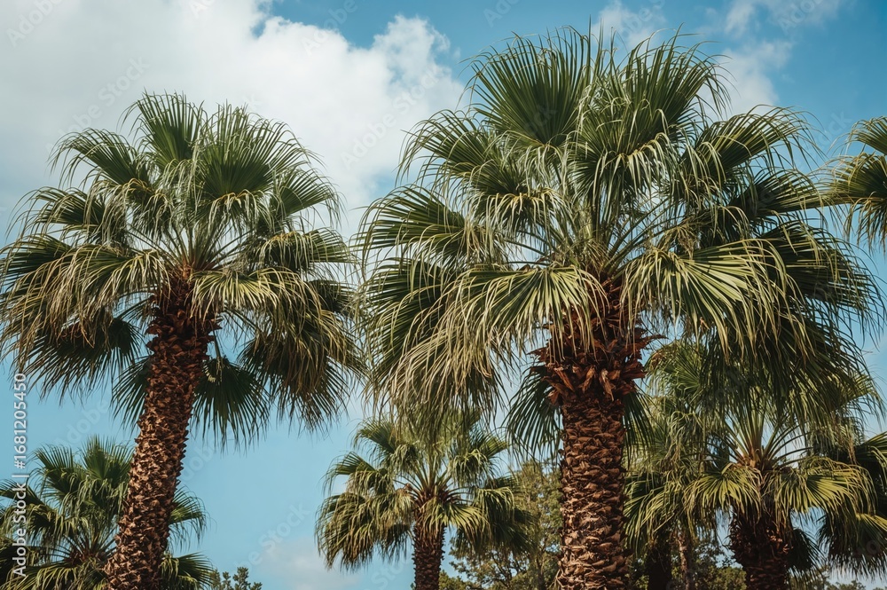 Fototapeta premium Beautiful Tropical Palm Trees in a Botanical Garden Setting