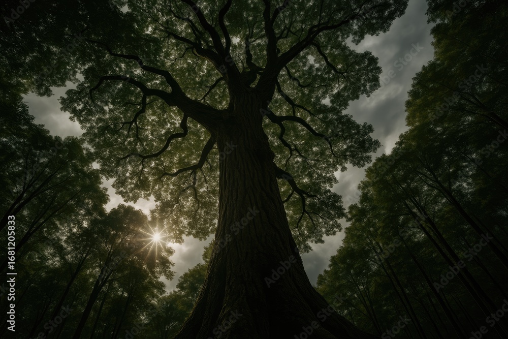 Obraz premium The uppermost foliage of a giant tree
