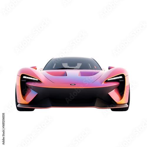 Modern sports car front view isolated on transparent background