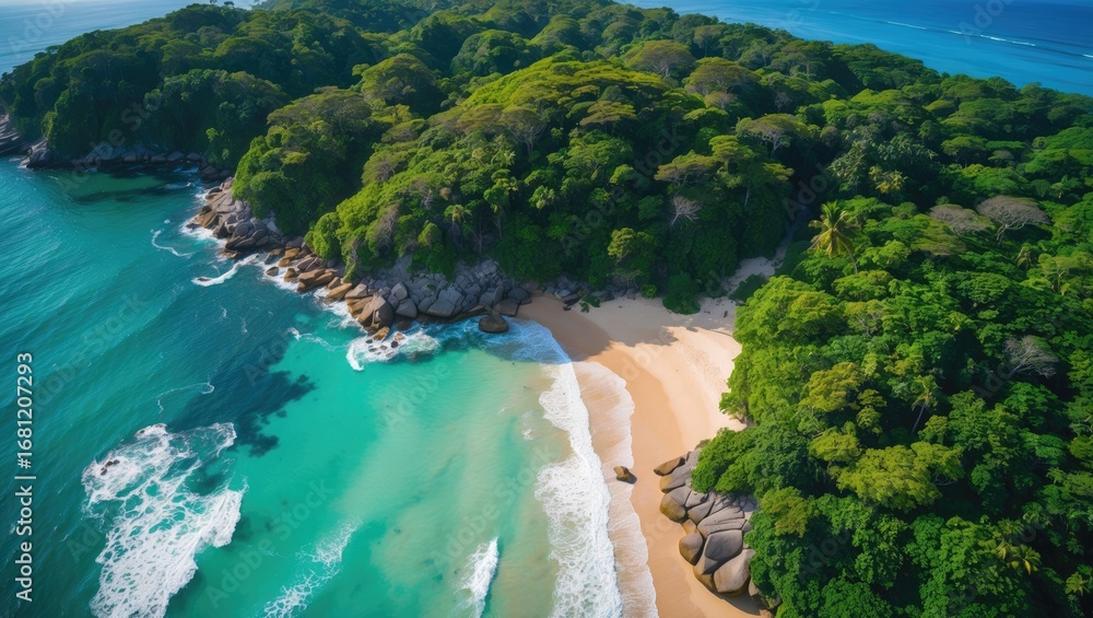 Obraz premium Bird's Eye View of Stone Structures on a South American Shoreline