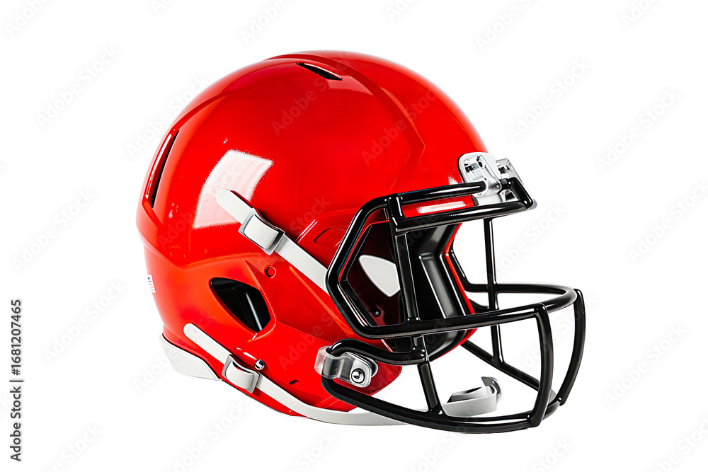 Fototapeta premium Red American football helmet mockup on a transparent background
