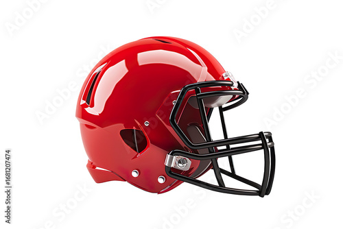 Red American football helmet mockup  on a transparent background