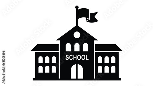 School's Promise: A stately school building stands tall, its silhouette promising growth and education.