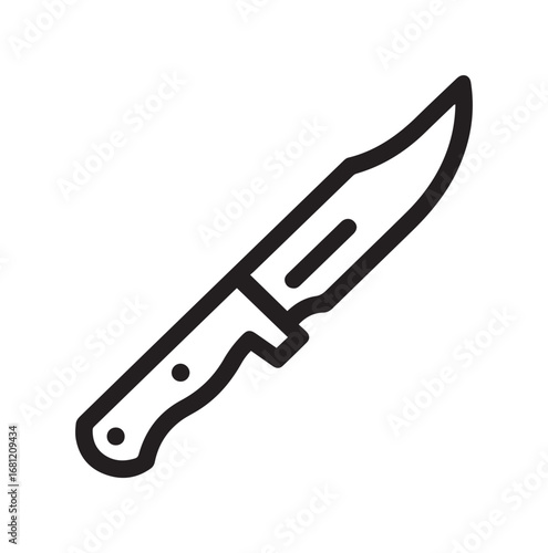 Outline of a Fixed Blade Hunting Knife with Black Handle