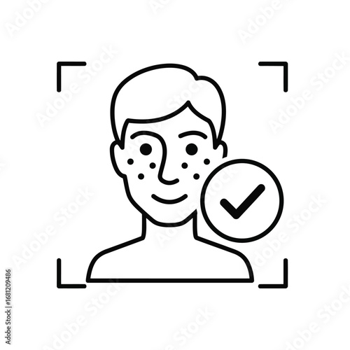 Vector illustration of face scan with check mark for security concept