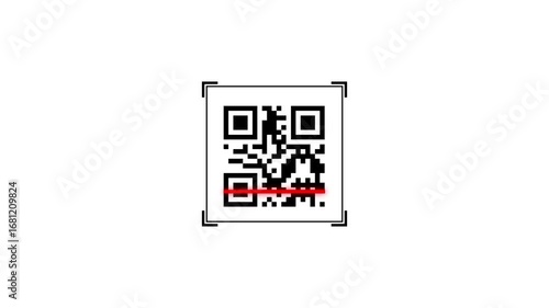 QR code animation. scan QR code motion.  QR code in a scanner with a laser beam. Digital Scanning the QR code 4k video.