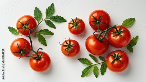Empty area bordered by tomatoes against a white backdrop