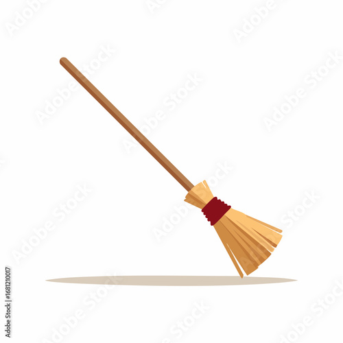 Simple Broom Illustration A Flat Vector Icon of a Traditional Cleaning Tool