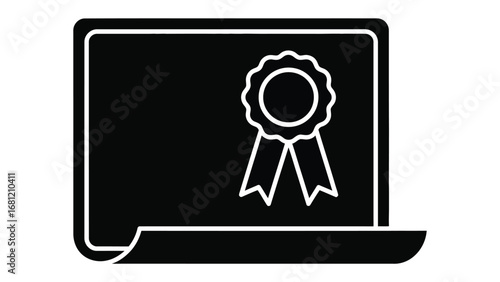 Certificate of Excellence: A minimalist vector illustration features a formal certificate, embellished with a refined seal, signifying high achievement.